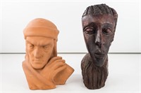 Italian Bust of Dante and a Carved Bust