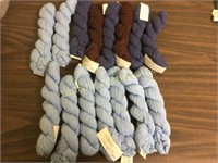 15 skeins Solstice blue and brown yarns
