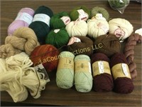 many skeins assorted yarns