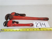 2 Pipe Wrenches - 10" and 18"
