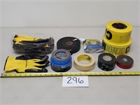 Assorted Tape, Caution Tape and Gloves