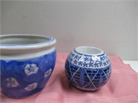 Blue & White Planter w/Tea Light  Candle