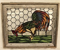 RUSTIC FRAME STAIN GLASS CHICKEN WALL DECOR