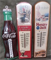 3 ADVERTISING THERMOMETERS *COKE*CREAM OF WHEAT