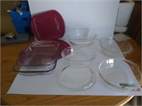 Glass baking dishes, pyrex , anchor, fire king