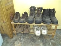 Shoe rack and shoes, boots sz10