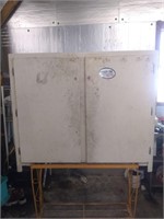Wood cabinet and contents - 47 wide x 40 tall x
