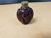 Vintage Cranberry Crystal Cut Glass Perfume