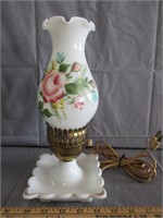 Handpainted Milk Glass Lamp