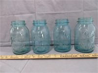4-Blue Quart Jars