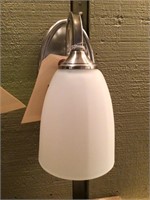 Single wall mount, frosted glass globe fixture