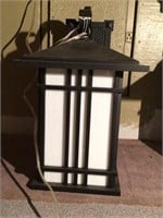 Rectangle white glass black metal wall mount light