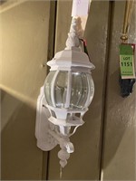 Clear glass, white metal outdoor light