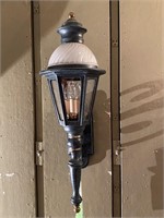Clear glass, wall mounted outdoor light