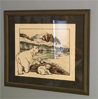Polar bear framed cross stitch 17" x 20”