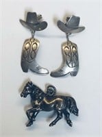 Silver Earrings & Horse Pendant