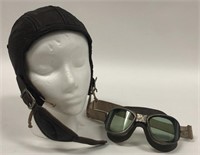 WWII US Military Pilot Cap & Goggles