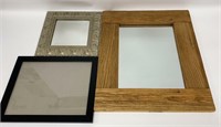 Lot of 2 Framed Mirrors and One Empty Frame