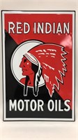 Red Indian Motor Oils Metal Advertising Sign
