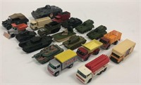 Lot of 19 Vintage Toy Cars & Military Vehicles
