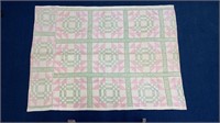 Vintage Pink & Green Hand Sewn Quilt