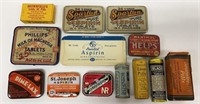 13 Vintage Medical Tablet & Pill Advertising Tins