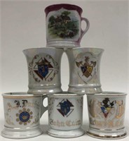 Lot of 6 Vintage Porcelain Shaving Mugs