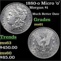 1880-o Micro 'o' Morgan $1 Grades BU+