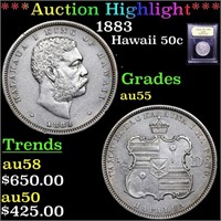 *Highlight* 1883 Hawaii 50c Graded Choice AU