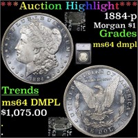*Highlight* 1884-p Morgan $1 Graded ms64 dmpl