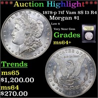 *Highlight* 1878-p 7tf Vam 8S I3 R4 Morgan $1 Grad