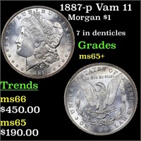 1887-p Vam 11 Morgan $1 Grades GEM+ Unc