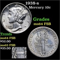 1938-s Mercury 10c Grades Choice Unc FSB