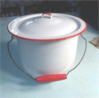 Vintage Kanawha Enamel Ware Chamber Pot, Red