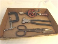Tool Lot, Lg Snips, Hand Drill, and more
