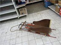 Vintage steel runner sled w/attached child seat.