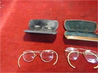 Pair antique eyeglasses w/cases Gold filled.