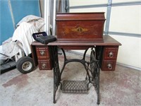 Antique Singer coffin top sewing machine