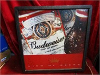 2002 23" BY 23" Budweiser Beer lighted sign.