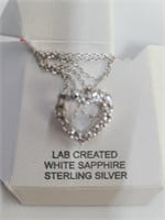Lab Created White Saphire Sterling Silver Heart