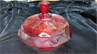 Vintage Hand Made Viking Ruby Glass Candy Dish