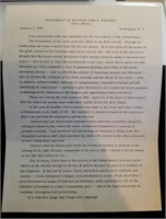 Political-JFK Signed Letter  and Statement