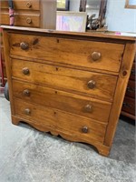 19TH CENT. 4 DRAWER PINE CHEST