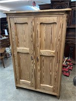 19TH CENT. WASH PINE 2 DOOR WARDROBE