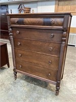 MAHOGANY FLAME GRAINED TALL CHEST