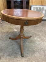 LEATHER TOP MAHOGANY DRUM TABLE