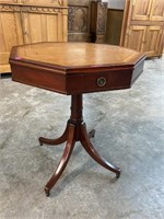 LEATHER TOP OCTAGON SIDE TABLE