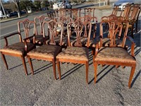SET OF 8 SOLID MAHOGANY PLOOM CARVED CHAIRS