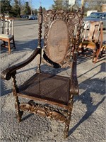 HEAVY CARVED OAK CONTINENTAL THRONE CHAIR