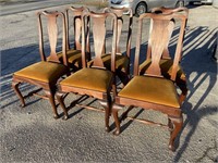 SET OF 6 SOLID MAHOGANY QUEEN ANNE CHAIRS